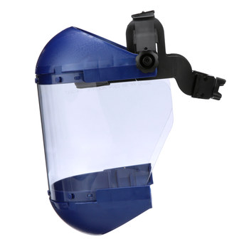 Sellstrom Sta-Clear Blue Plastic Full Face Shield - Ratcheting System Adjustment - Anti-Fog - 327380-05125