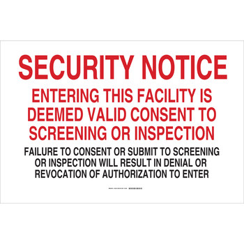 Picture of Brady B-555 Aluminum Rectangle White English Admittance Sign part number 123480 (Main product image)