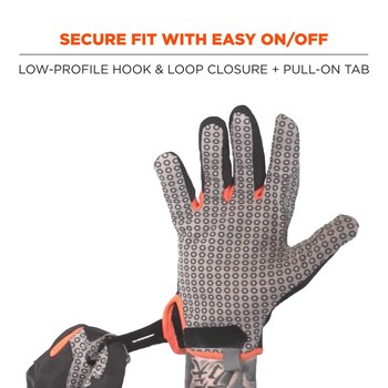 Ergodyne ProFlex 821 Black/Orange Large Polyester Mesh Work Gloves - Silicone Palm Coating - 17234