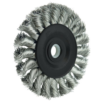 Weiler 08264 Wheel Brush - 3 in Dia - Knotted - Standard Twist Stainless Steel Bristle