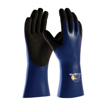 Picture of PIP ATG MaxiDry Plus 56-530 Black/Blue Medium Lycra/Nitrile Supported Chemical-Resistant Gloves (Main product image)