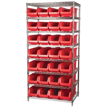 Picture of Akro-Mils AWS24360284 Akrobin 2000 lb Adjustable Red Chrome Steel Open Fixed Shelving System (Main product image)