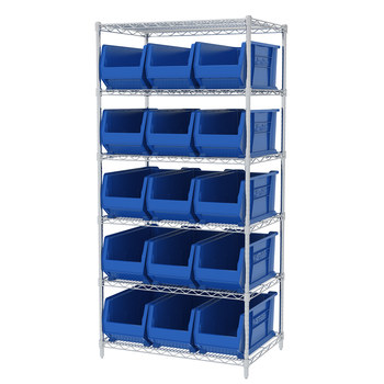 Picture of Akro-Mils AWS24360287 Akrobin 2000 lb Adjustable Blue Chrome Steel Open Fixed Shelving System (Main product image)