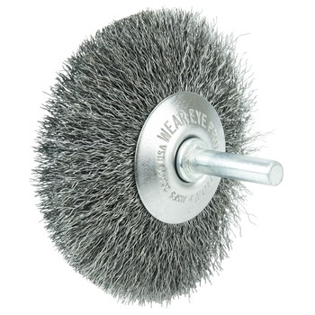 Weiler 17915 Wheel Brush - 3 in Dia - Crimped Steel Bristle
