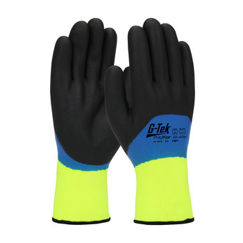 Picture of PIP G-Tek PolyKor 41-1415 Hi-Vis Yellow/Black/Blue Large Acrylic/Polyester Cold Condition Glove (Main product image)