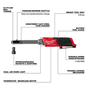 Milwaukee M12 FUEL INSIDER Box Ratchet 3050-20 - 720 in/lb Max