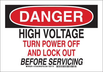 Picture of Brady B-401 Polystyrene Rectangle White English Electrical Safety Sign part number 127555 (Main product image)