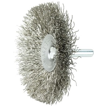 Weiler 17937 Wheel Brush - 3 in Dia - Crimped Stainless Steel Bristle