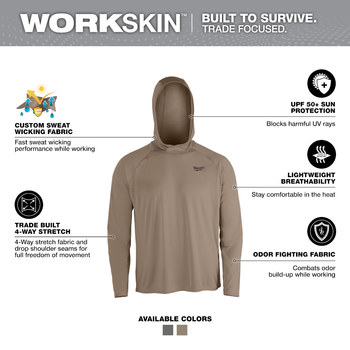 Milwaukee WORKSKIN Hooded Shirt M550N-2X - Size 2XL - Sandstone - 85442