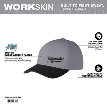 Milwaukee WORKSKIN Dark Gray Large/XL Polyester Performance Fitted Hat - 045242-74708