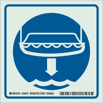 Picture of Brady Bradyglo B-347 Polyester / Polystyrene Square Green IMO Evacuation Sign part number 59342 (Main product image)
