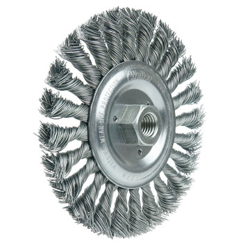 Weiler 08106 Wheel Brush - 6 in Dia - Knotted - Standard Twist Steel Bristle