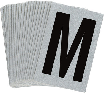 Picture of Brady Bradylite Black on Silver Reflective Outdoor 5900-M Letter Label (Main product image)