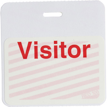 Brady Securalert White Identification Label 95647 - Printed Text = VISITOR - Clip - 3 in Width - 3 in Length - 754476-95647