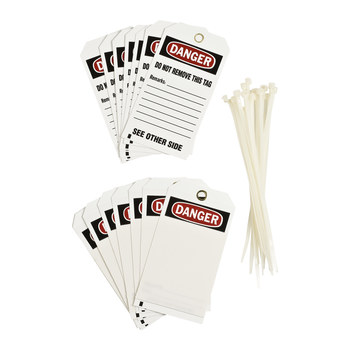 Picture of Brady Black / Red on White Metal Grommet, Self-Laminating, Write-On Polyester 76192 Equipment Safety Tag (Main product image)