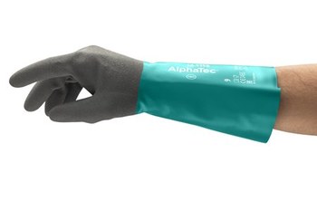 Ansell AlphaTec 58-535B Sea Green/Anthracite Grey 11 Supported Chemical-Resistant Glove - 14 in Length - Rough Finish - 13 mil Thick - 58-535B/SZ 11