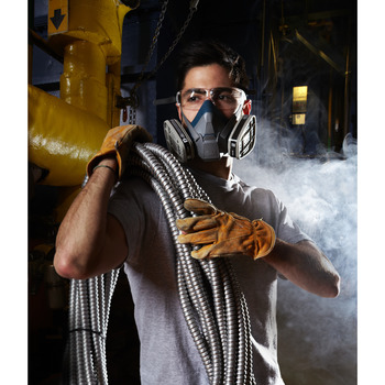 3M 6500 Series Rugged Comfort 6503 Gray/Teal Large Nylon/Silicone Half Mask Facepiece Respirator