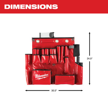 Milwaukee Red/Black/Gray Vinyl Aerial Tool Apron - 23.62 Length - 25.2 Wide - 48-22-8290