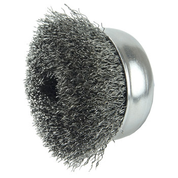 Weiler Steel Cup Brush - Threaded Nut Attachment - 3 in Diameter - M10 x 1.25 Center Hole - 0.014 in Bristle Diameter - 13240