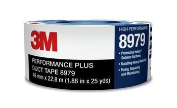 3M 8979 Performance Plus Blue Duct Tape - 48 mm Width x 25 yd Length - 12.1 mm Thick - 53851