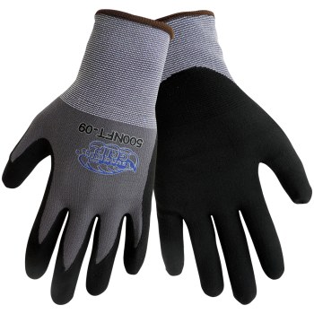 Global Glove Tsunami Grip 500NFT Gray/Black 2XL Nylon Work Gloves - Nitrile Palm & Fingers Coating - 500NFT/2XL