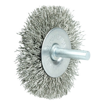 Weiler Wolverine 36211 Wheel Brush - 3 in Dia - Crimped Steel Bristle