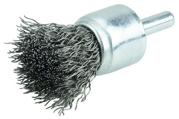 Weiler Steel Cup Brush - Unthreaded Stem Attachment - 3/4 in Diameter - 0.014 in Bristle Diameter - 10007