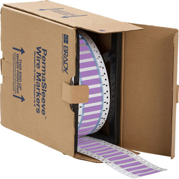 Picture of Brady Permasleeve Purple Heat-Shrinkable, Self-Extinguishing Polyolefin Thermal Transfer PS-375-150-VT-S-2 Die-Cut Thermal Transfer Printer Sleeve (Main product image)