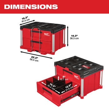 Milwaukee PACKOUT Red/Black Drawer Tool Box - 16.3 in Length - 22.2 in Wide - 48-22-8442