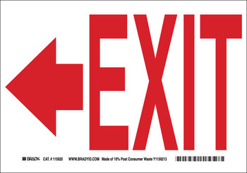 Picture of Brady B-563 High Density Polypropylene Rectangle White English Exit Sign part number 116084 (Main product image)