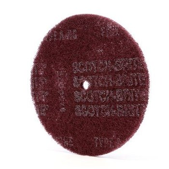3M Scotch-Brite HS-DC Non-Woven Aluminum Oxide Deburring Disc - Fine Grade - Arbor Attachment - 8 in Diameter - 1/2 in Center Hole - 27652