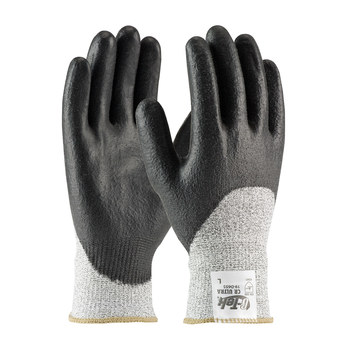 PIP G-Tek 19-D655 Black/Gray Medium Dyneema/Lycra/Nylon Cut-Resistant Gloves - ANSI A2 Cut Resistance - Polyurethane Palm & Over Knuckles Coating - 9.4 in Length - 19-D655/M
