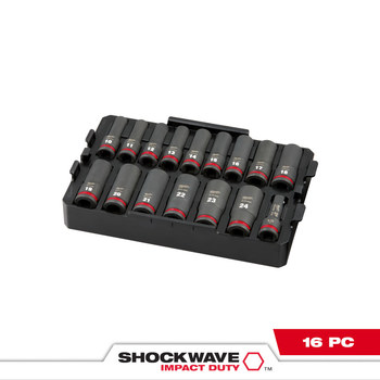 Milwaukee SHOCKWAVE Impact Duty 49-66-6818 6 Point Socket Tray Set - Chrome Molybdenum Steel - 1/2 in Drive - 61665