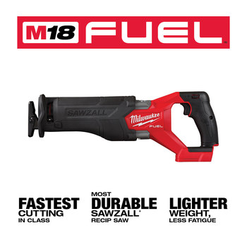 Milwaukee M18 FUEL SAWZALL Reciprocal Saw 2821-20 - 1.25 in Stroke Length - 3000 SPM