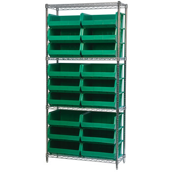 Picture of Akro-Mils AWS143630250 Akrobin 2000 lb Adjustable Green Chrome Steel Open Fixed Shelving System (Main product image)