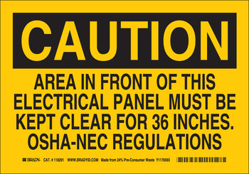 Picture of Brady B-563 High Density Polypropylene Rectangle Yellow English Electrical Safety Sign part number 116234 (Main product image)