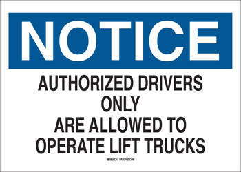 Picture of Brady B-555 Aluminum Rectangle White English Truck & Forklift Warehouse Traffic Sign part number 43464 (Main product image)
