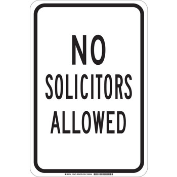 Picture of Brady B-401 High Impact Polystyrene Rectangle White English Soliciting Sign part number 129475 (Main product image)