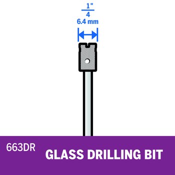 Dremel 0.125 in 663DR Glass Drill Bit 663DR - Silver Finish - 1.77 in Overall Length - Diamond