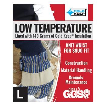Global Glove 2950KW White/Yellow/Blue Medium Cowhide Cold Condition Gloves - Wing Thumb - Cold Keep Insulation - 2950KW-8