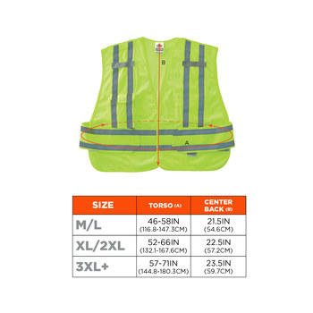 Ergodyne Glowear High-Visibility Vest 8244PSV 21364 - Size Medium/Large - High-Visibility Lime
