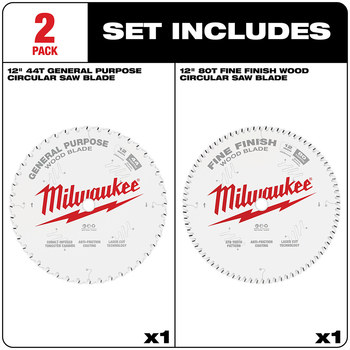 Milwaukee Circular Saw Blade Set 48-40-1232 - 12 in Diameter - Steel