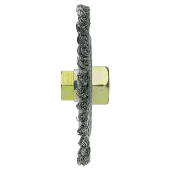 Weiler Dually 79811 Wheel Brush - 4.5 in Dia - Knotted - Stringer Bead Stainless Steel Bristle