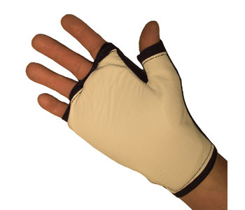 Picture of Impacto 501-35 LH Blue/White Medium Nylon Leather/Nylon/Spandex/Visco-Elastic Polymer Fingerless Glove Liner (Main product image)