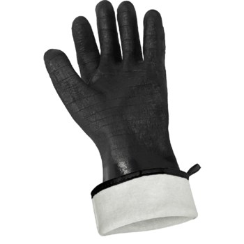 Global Glove FrogWear Black One Size Brushed Double-Layer Heat-Resistant Gloves - Food Grade - Neofoam Full Coverage Coating - 14 in Length - 9914RINT