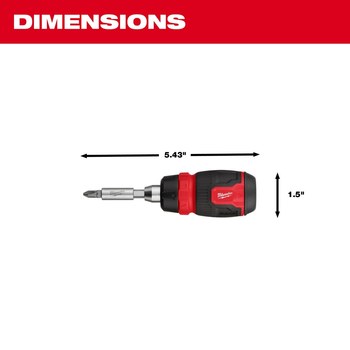Milwaukee Hex 48-22-2913 8-in-1 Ratcheting Multi-Bit Screwdriver - 5.43 in - 63054