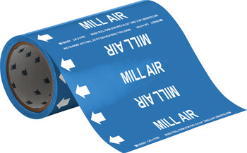 Picture of Brady White on Blue Vinyl 41563 Self-Adhesive Pipe Marker (Main product image)