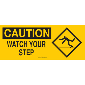 Picture of Brady B-120 Fiberglass Reinforced Polyester Rectangle Yellow English Fall Prevention Sign part number 69551 (Main product image)