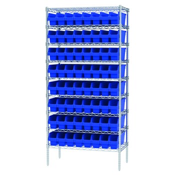 Picture of Akro-Mils AWS183630048 Shelfmax 2000 lb Adjustable Blue Chrome Steel Open Fixed Shelving System (Main product image)