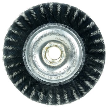 Weiler Polyflex 35800 Wheel Brush - 4 in Dia - Encapsulated Knotted Steel Bristle